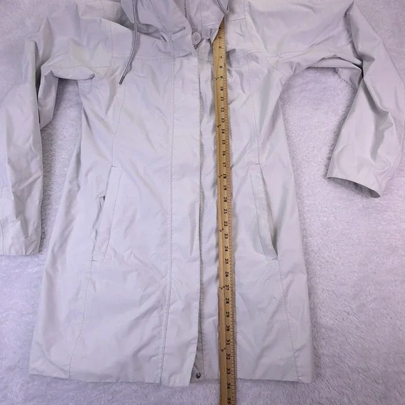 Helly Hansen Women's Large Full-Zip Long Rain Jacket Hooded White Zip Pockets - Picture 7 of 10